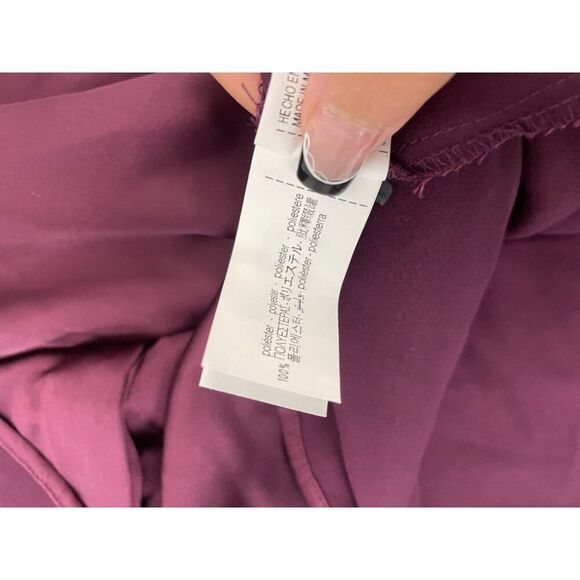 Zara Women Satin Blouse Shirt L Large Red Burgundy Gold button 2138/302 NWT - Picture 8 of 11